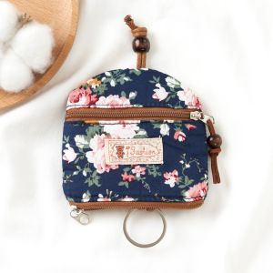 Cotton Key Case Double-Layer Small Ladies Multi-Functional Handmade Zipper Change Fabric Pull-out Two-in-One Card Holder