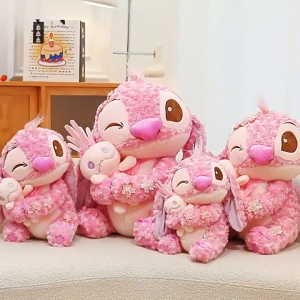ของเล่นตุ๊กตาดิสนีย์ Stitch Ange Sakura ตุ๊กตาน่ารักสีชมพู ของเล่นตุ๊กตา Stitch ของขวัญวันเกิดสำหรับเด็ก ของเล่นตกแต่ง