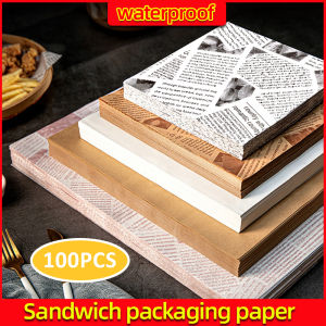 （clearance）Oil-Proof Wax Paper For Food Wrappper Bread Sandwich Burger Fries Wrapping Paper Plate Mat Waxed Paper Oiled Paper