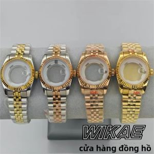 Vỏ Đồng Hồ Nữ Bằng Thép Không Gỉ 31mm Mạ Vàng Hồng Bạc Kính Sapphire Chống Nước Dành Cho Máy NH05 Mặt Sau Liền Khối