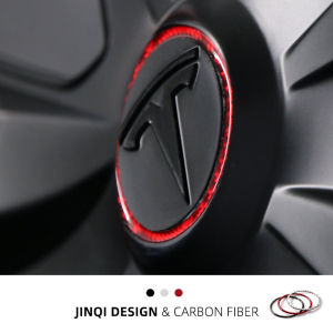 Carbon Fiber Wheel Hub Cap Sticker for Tesla Model 3 Y Center Modification Dustproof Decorative Cover Automobile Protection Accessories