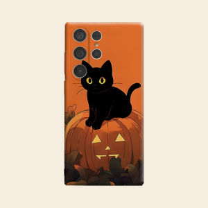 BILIBILI | Black Cat On Pumpkin Luxury Fashion Full Lens Protective Case for Samsung Galaxy S26 S25 S24 A56 A36 Plus Ultra