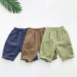 Baby Boy Cotton Linen Mosquito Proof Seven-Foot Pants Breathable Summer Thin Carrot Pants Childrens Clothing New Summer Style