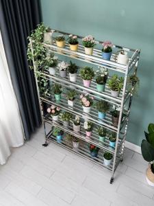 Narrow Wide Flower Stand Succulent Multi-Layer 304 Stainless Steel Flower Rack Balcony Storage Outdoor Living Room Floor Movable