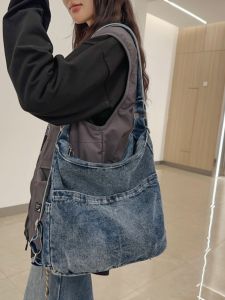 Casual Denim Crossbody Bag Womens Lightweight Student Bag Large Capacity Messenger Bag Simple Japanese Style 2026 New Model