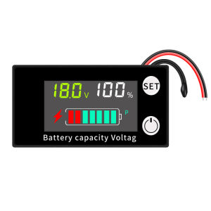 DC 8V-100V Indicator Power Meter Battery Capacity Voltmeter Lithium LiFePO4 lead-acid Cell 12V 24V 48V with Temperature Alarm