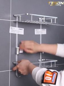 Rak dinding Segiempat Kamar mandi 2 Susun Aluminium Rectaguler