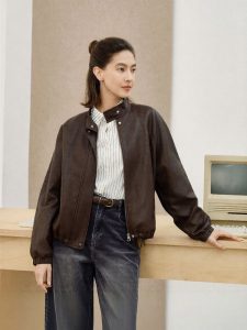 Semir | Áo Khoác Da PU Form Rộng với Tay Raglan