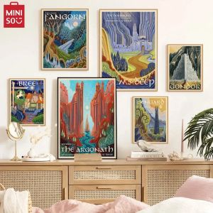 Ring Art Poster Wall Retro Travel Abstract Canvas Vintage Film Mordor Castle Lord Magic Painting Kid Bed Room Home Dec