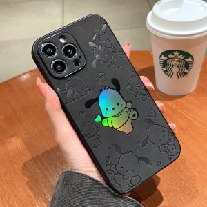 CrashStar เคสโทรศัพท์หนังแข็งกันกระแทกลายนูนการ์ตูนรูปสุนัขน่ารักเลเซอร์สีสำหรับ iPhone 15 14 13 12 11 Pro Max XS XR X 8 + 7 Plus