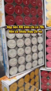 NẾN TEALIGHT 100 VIÊN CHÁY 2H VÀ 4H KHÔNG KHÓI KHÔNG MÙI SX BẰNG NGUYÊN LIỆU SẠCH AN TOÀN