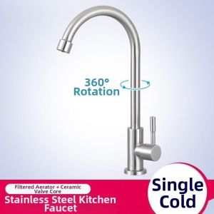 Stainless Steel Kitchen Faucet 4 Inch Elbow Single Cold