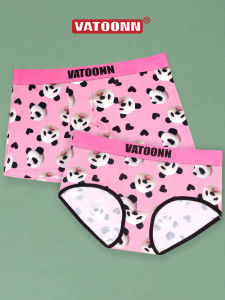 Couple Print Cotton Underwear Pink Panda Cartoon Male Boxer Female Triangle High Elastic Belly Contracting Wide Belt Antibacterial Crotch Plus Size