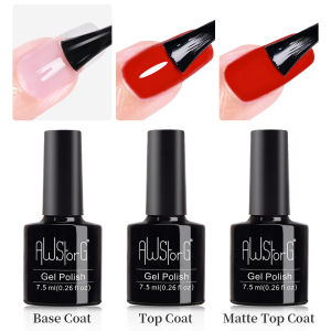 AWStorG 1 Pcs/Set 7.5ML Base Gel Top Coat Gel Matte Top Coat UV/LED Gel Nail Polish Semi Permanent Super Bright No Sticky Top Soak Off Nail Art Manicure
