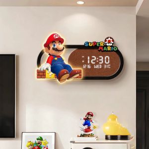 YERUI | Cartoon Mario Digital Wall Clock