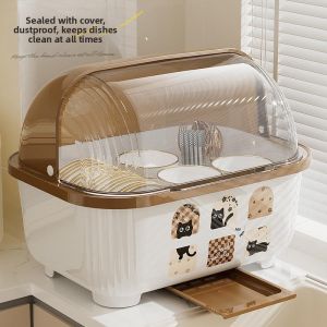 KAIT | Water Draining Dish and Chopsticks Storage Box with Lid Plastic