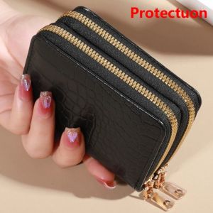Elegant Womens Multi Card Wallet - Secure Double Zip Clutch | Casual PU Leather Purse with Style Storage Crocodile Card Bag