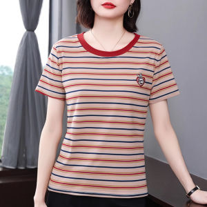 HUAXUNRAN | Womens Loose Fitting T-shirt with Stripes