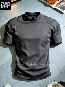 YOULIN | Gray Broad-shoulder Slim-waist Short Sleeve T-Shirt