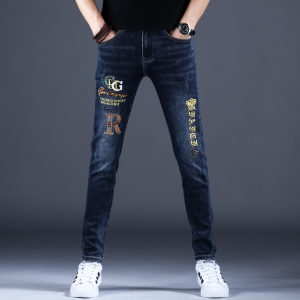 Embroidered Distressed Jeans Male