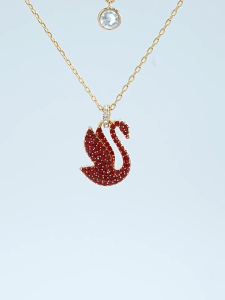 💖Swarovski💖Swarovski Iconic Swan small size red swan diamond pendant necklace S925 sterling silver womens fashion necklace hypoallergenic non-allergenic Valentines Day gift birthday gift for girlfriend bestie