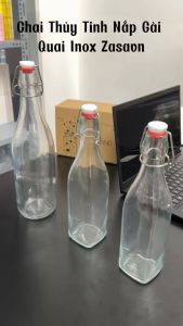 Chai Thủy Tinh Nắp Gài Quai Inox 500ml - 1000ml Đựng Detox Mật Ong Kombucha Đồ Uống Nước ép Trái Cây – Zasavn