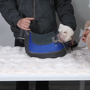 Pet Sling Carrier for Small Dogs & Cats Hands Free Puppy Carrier with Safety Hook Large Zipper Pocket Soft Breathable Mesh Adjustable Strap Pet Carrying Supplies Crossbody Shoulder Bag