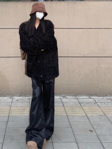 High Waist Wide Leg Pants Womens Black Matte Long Straight Tube Pants Autumn New Minimalist Style Casual Trousers