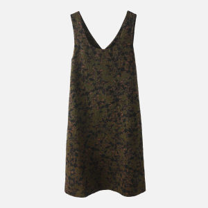 Miccbeirn | Retro Print Silk Vest Dress Scented Cloud Silk Sleeveless U-neck Backless True Silk Strap Midi Skirt Vintage Floral Print Gown