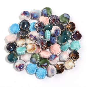 5pcs/lot Ceramic Shell Beads 12X11.5mm Multicolor Floral Glaze Shells Beads Loose Spacer Beads For DIY Jewelry Making Bracelet