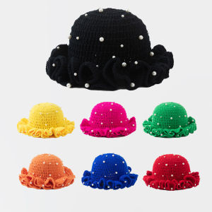 Fashion Handmade Crochet Bucket Hat for Woman Teen Outdoor Commute Fisherman Beanie Ruffled Brim Winter Windproof Carnival Cap