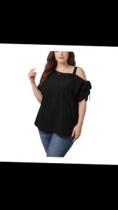 Trendy Chan Plus Size Off-Shoulder Blouse with Bow Accent Cotton Spandex | XL-3XL