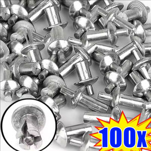 100pcs Percussion Expansion Aluminum Alloy Small Rivets Hammer Drive Expansion Rivets Knock Type Tapping Nails Screws Head Piercing Rivets Furniture Accessories
