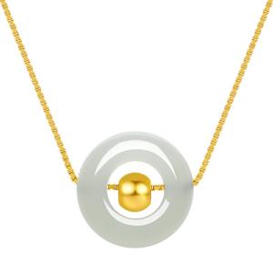 Gold Pendant Inlaid with Hetian Jade Valentines Gift