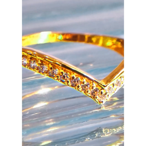 MJ Jewellery 916/22K Gold Zirconia Stone Layered V-Shaped Ring C86