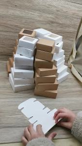 10 Chiếc DIY Giấy Kraft Hộp Quà Tặng Có Cửa Sổ Cho Bánh Muffin Bao Bì Đám Cưới Tiệc Gia Đình Quà Tặng Giáng Sinh Có Thể Gập Lại Giấy Bìa