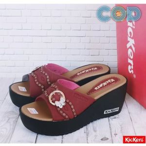 sandal wedges kickers wejes kickera sandal wanita sendal perempuan sendal cewek sendal wedges sendal jepit japit selop slop slip on