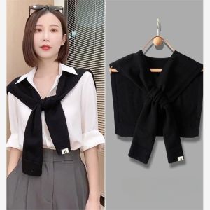 Spring and Summer K-style Pure Color Fashionable Knitted Small Shawl Womens Outer Wear Office Air-Conditioned Room Neck-Protecting Waistcoat Shoulder-Matching Shirt