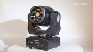Flowwave ไฟหัวหมุน 6-in-1: ลำแสงและไฟส่องพื้น 15W | สโตรบ LED RGBW พร้อมเอฟเฟกต์ตาผึ้ง เหมาะสำหรับดีเจ เวที และดิสโก้