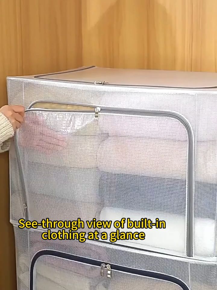 SimHome 24L/66L/100L Storage Box Transparent Foldable Storage Bins With Lids Waterproof Storage Organizer With Steel Frame 大容量收纳箱