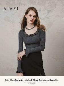 AIVEI | Romantic Sweet Bow Square Collar Fitted Knitwear