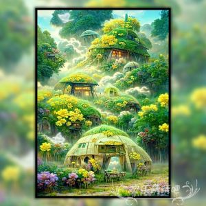 Xanh Lá Bộ Tranh Thêu Chữ Thập Xứ Sở Thần Tiên Tranh Gắn Đá Thủ Công Diy Phòng Ngủ Phòng Khách Phong Cảnh Hiện Đại Tối Giản Cotton Vải Bông Vải