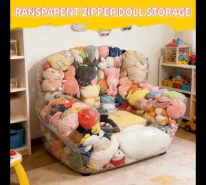 New Transparent Children Plush Toys Storage Chair Cover Lazy Sofas Seat Doll Tatami Storage Bags Bean Bag With Zipper Waterproof