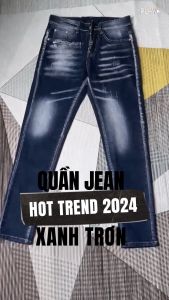 Quần bò jean nam dài XANH TRƠN phong cách độc đáo TREND 2024 chất jean co giãn tốt chuẩn form bền đẹp giá tốt