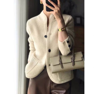 High Quality Stylish Warm Loose Stand Collar Knit Cardigan
