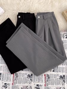 Casual Mens Autumn Straight Leg Pants Double Pleat Design Commute Style Loose Fit Wide Leg Suit Trousers American Casual