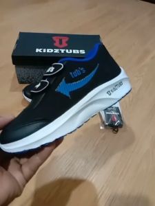 KIDZTUBS Sepatu Sekolah Anak Laki-laki Warna Hitam Biru Merah Murah Rekat Kecil Tanggung Umur 6-10 Tahun
