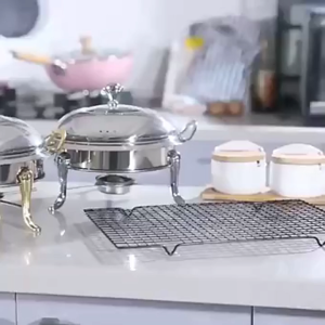 Premium Stainless Steel Oval Food Warmer with Lid and Adjustable Alcohol Stove Removable Small Chafing Dish For Household Camping Party