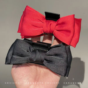 Red Butterfly Knot Hair Clip Womens Large Shark Clamp New Year Hair Accessories Top Clip Korean Style  out Winter 2022