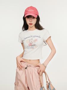 KBVVR | Sweet and Slim-fitting Short White T-shirt